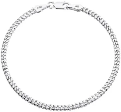 925 Sterling Silver Cuban Link Chain Bracelet 3mm 5mm 8mm Silver Bracelet for Men Women 6.5-9 Inches