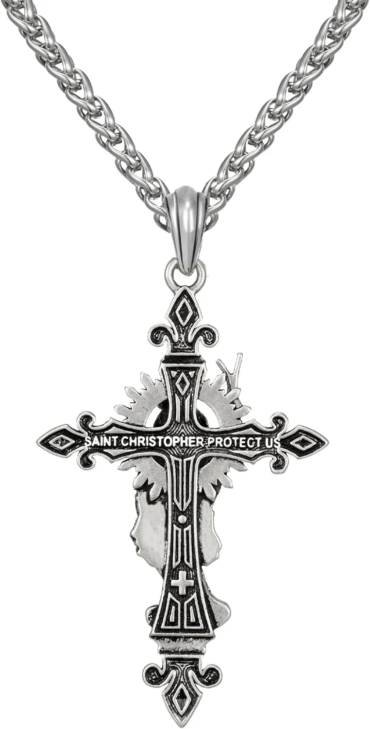 925 Sterling Silver Saint Necklace for Men, Patron Amulet Saint Medal Religious Gift for Easter | Birthday | Fathers Day | Christmas