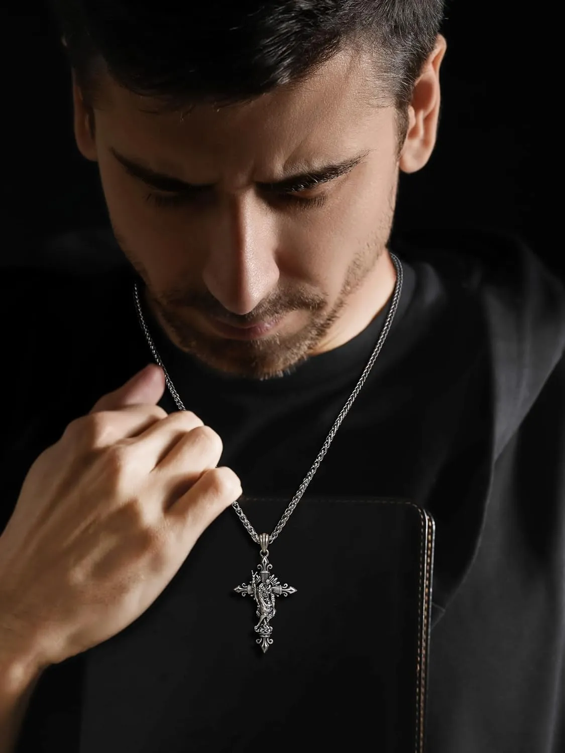 925 Sterling Silver Saint Necklace for Men, Patron Amulet Saint Medal Religious Gift for Easter | Birthday | Fathers Day | Christmas