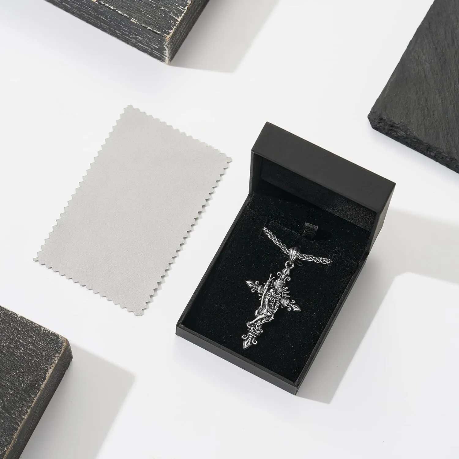 925 Sterling Silver Saint Necklace for Men, Patron Amulet Saint Medal Religious Gift for Easter | Birthday | Fathers Day | Christmas