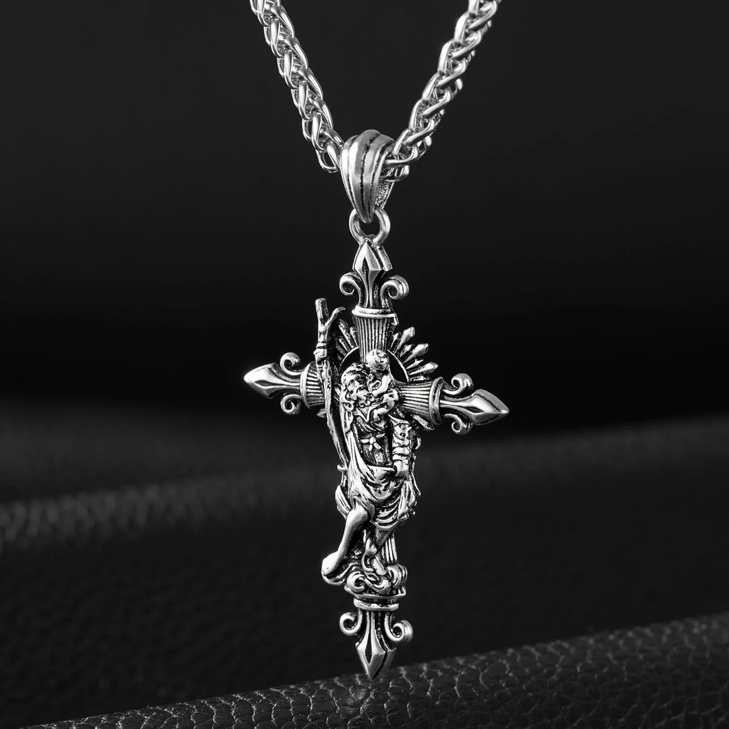 925 Sterling Silver Saint Necklace for Men, Patron Amulet Saint Medal Religious Gift for Easter | Birthday | Fathers Day | Christmas
