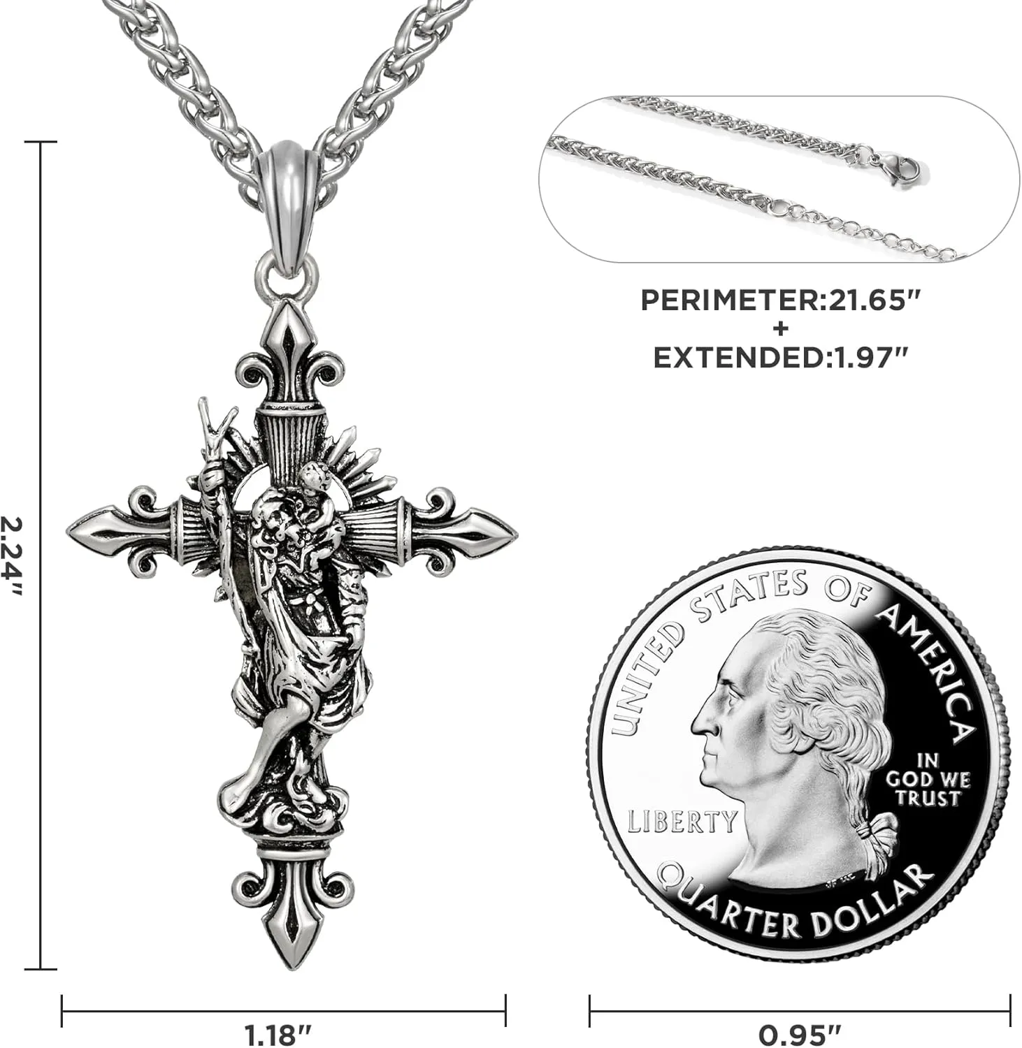925 Sterling Silver Saint Necklace for Men, Patron Amulet Saint Medal Religious Gift for Easter | Birthday | Fathers Day | Christmas