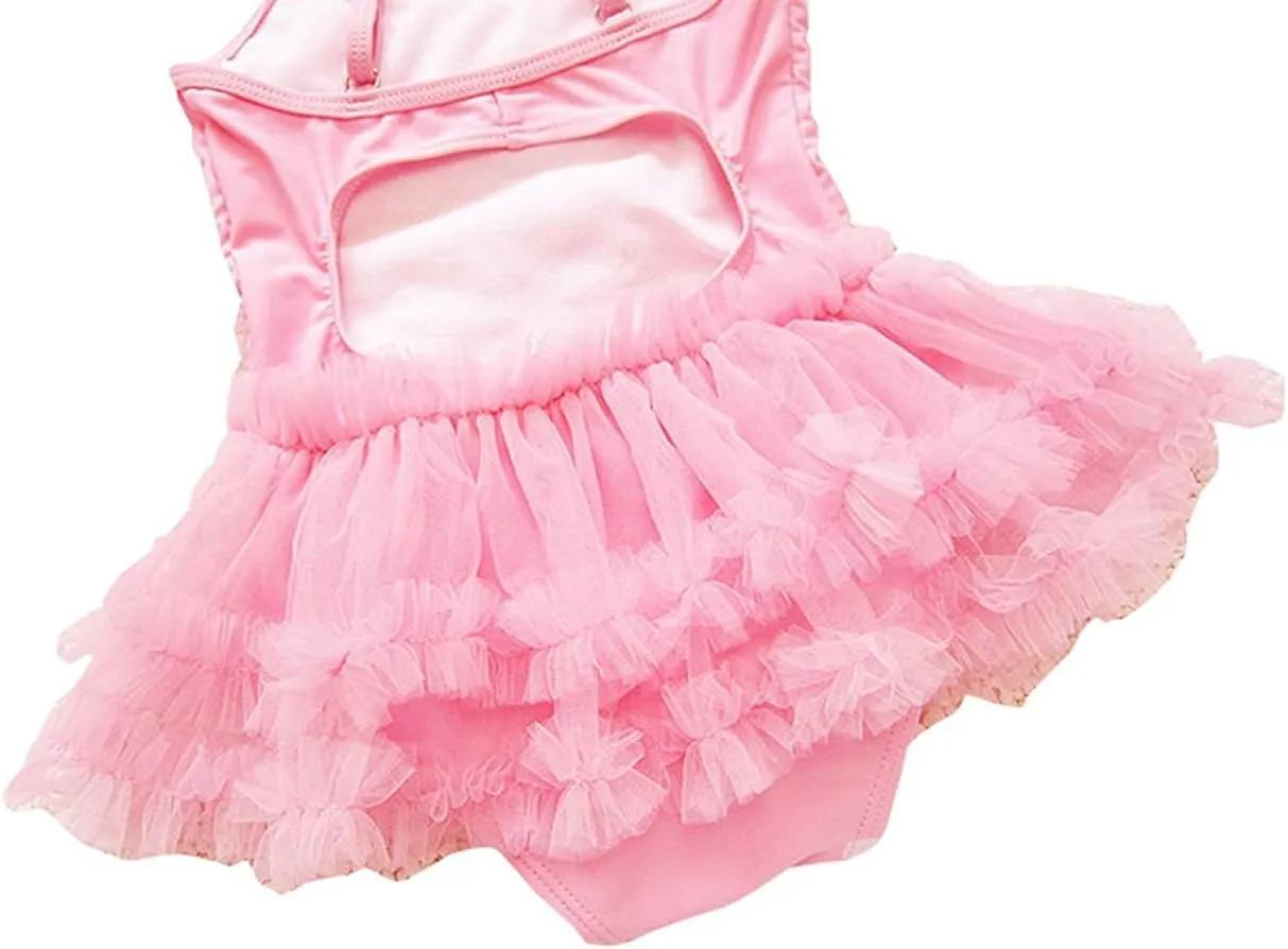 Baby Girls Princess Lace Layer Tankini Swimsuit Tutu Dress One-Pieces Swimwear Bikini Sets