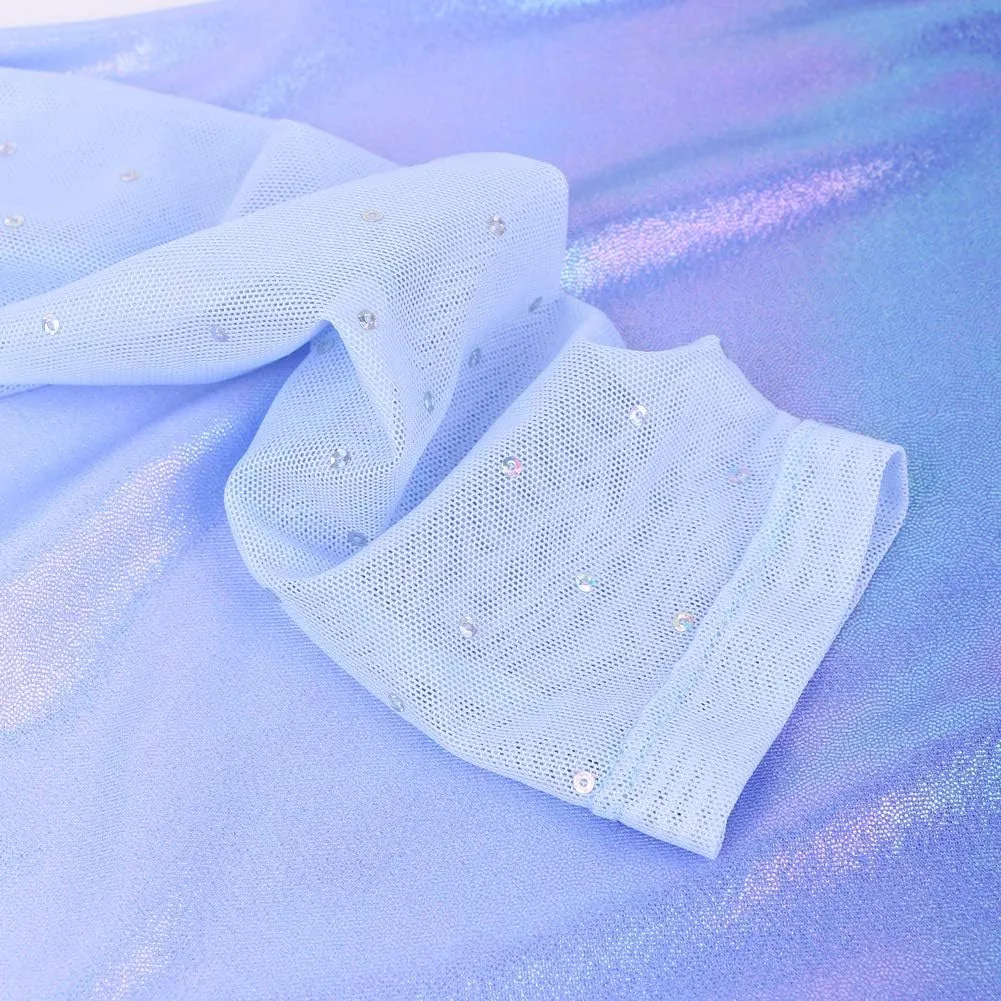 BAOHULU Gymnastics Leotards for Toddler Girls Long Sleeve Sparkle Stripes Tank Biketards Dance Unitards