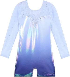 BAOHULU Gymnastics Leotards for Toddler Girls Long Sleeve Sparkle Stripes Tank Biketards Dance Unitards