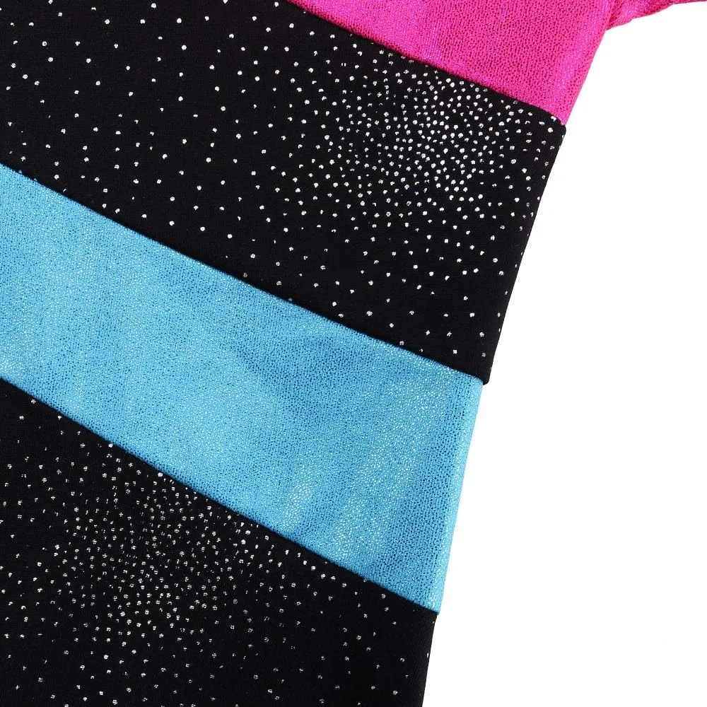 BAOHULU Gymnastics Leotards for Toddler Girls Long Sleeve Sparkle Stripes Tank Biketards Dance Unitards