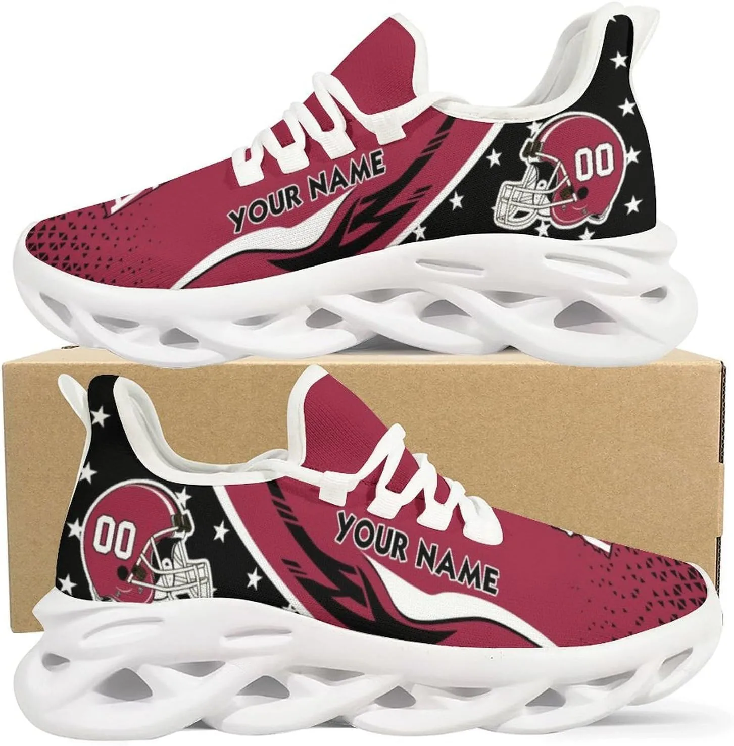 Custom Football Sneakers City Sports Slip-on Shoes Personalized Name Number, Gifts for Football Fans Men Women