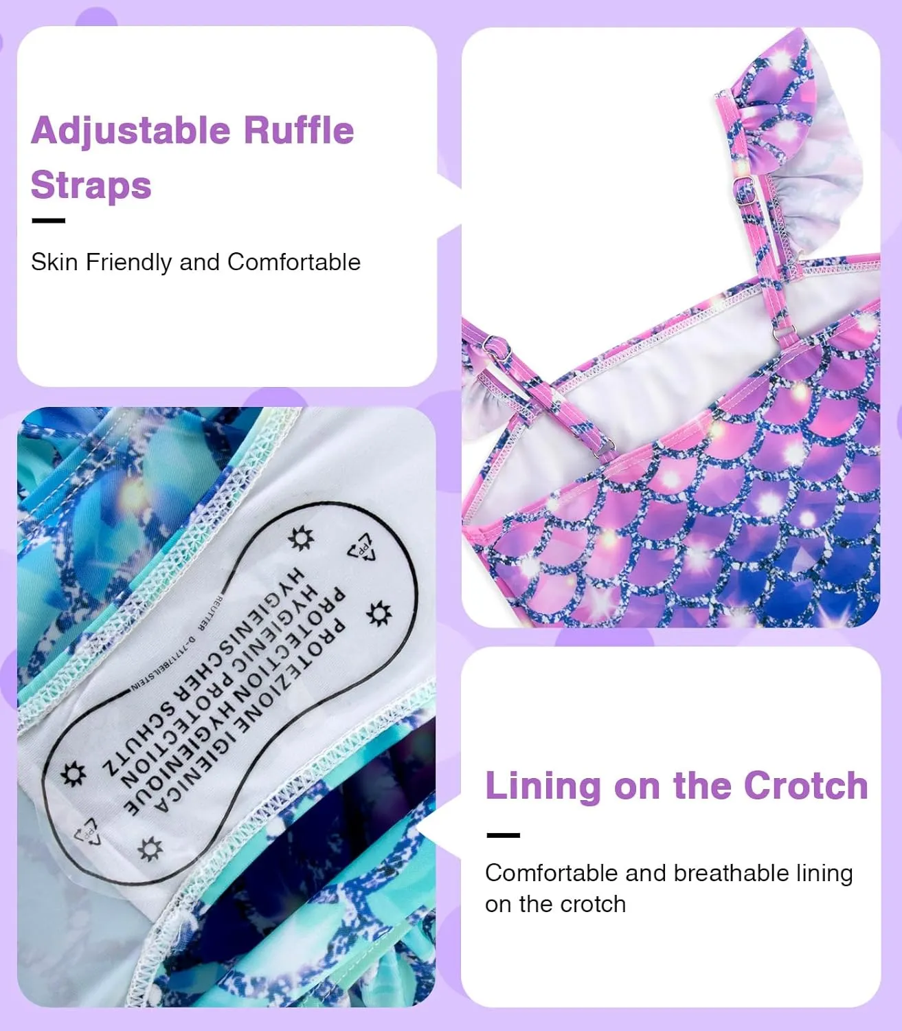 DAXIANG Girls One Piece Ruffle Strap Swimsuit Quick Dry Mermaid Swimwear Beach Sport Bathing Suit for Toddler Kids 4-11 Years