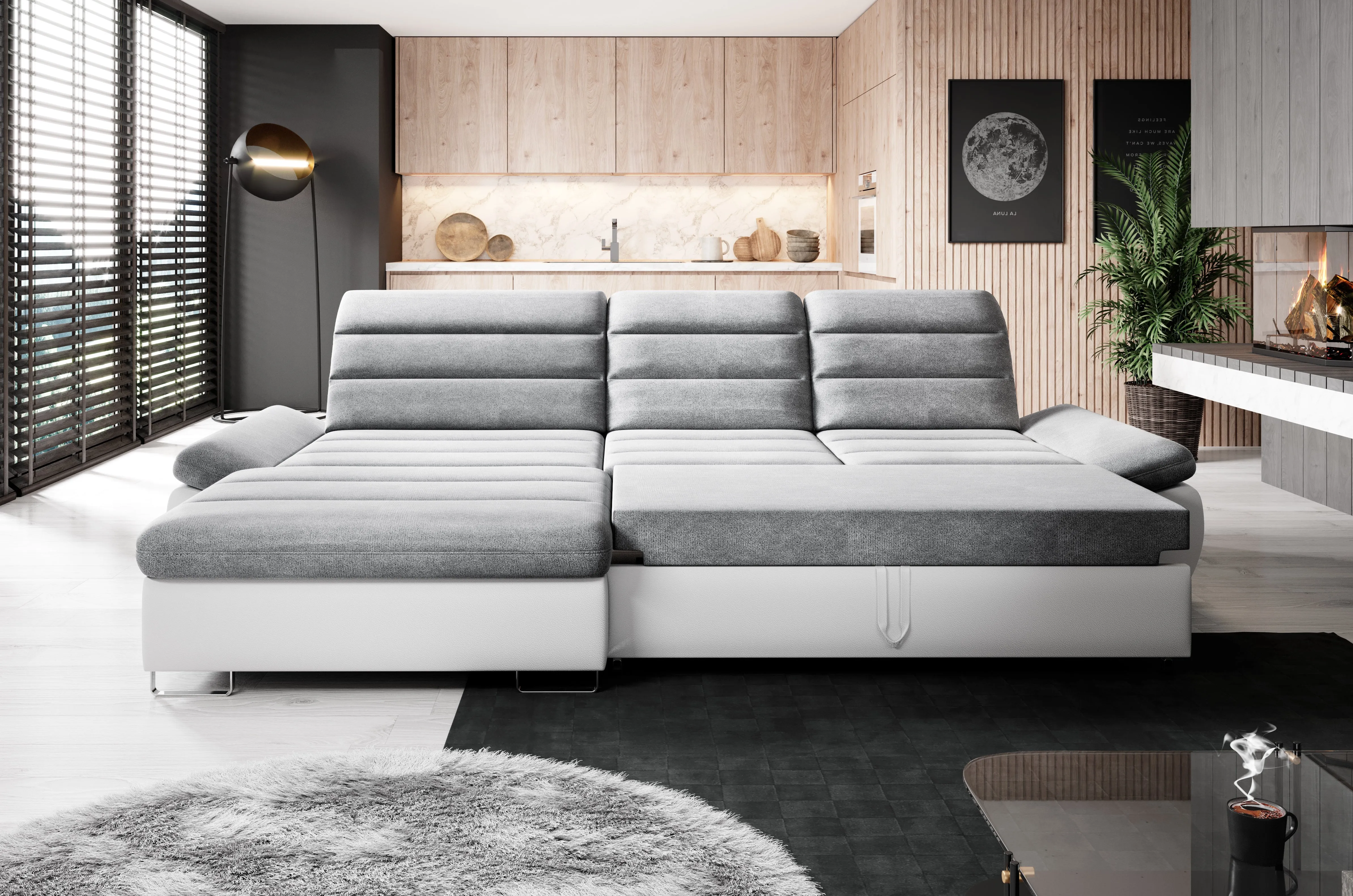 DONATELLA MINI 120.5" x 74.5" Wide Sleeper Sectional with Storage