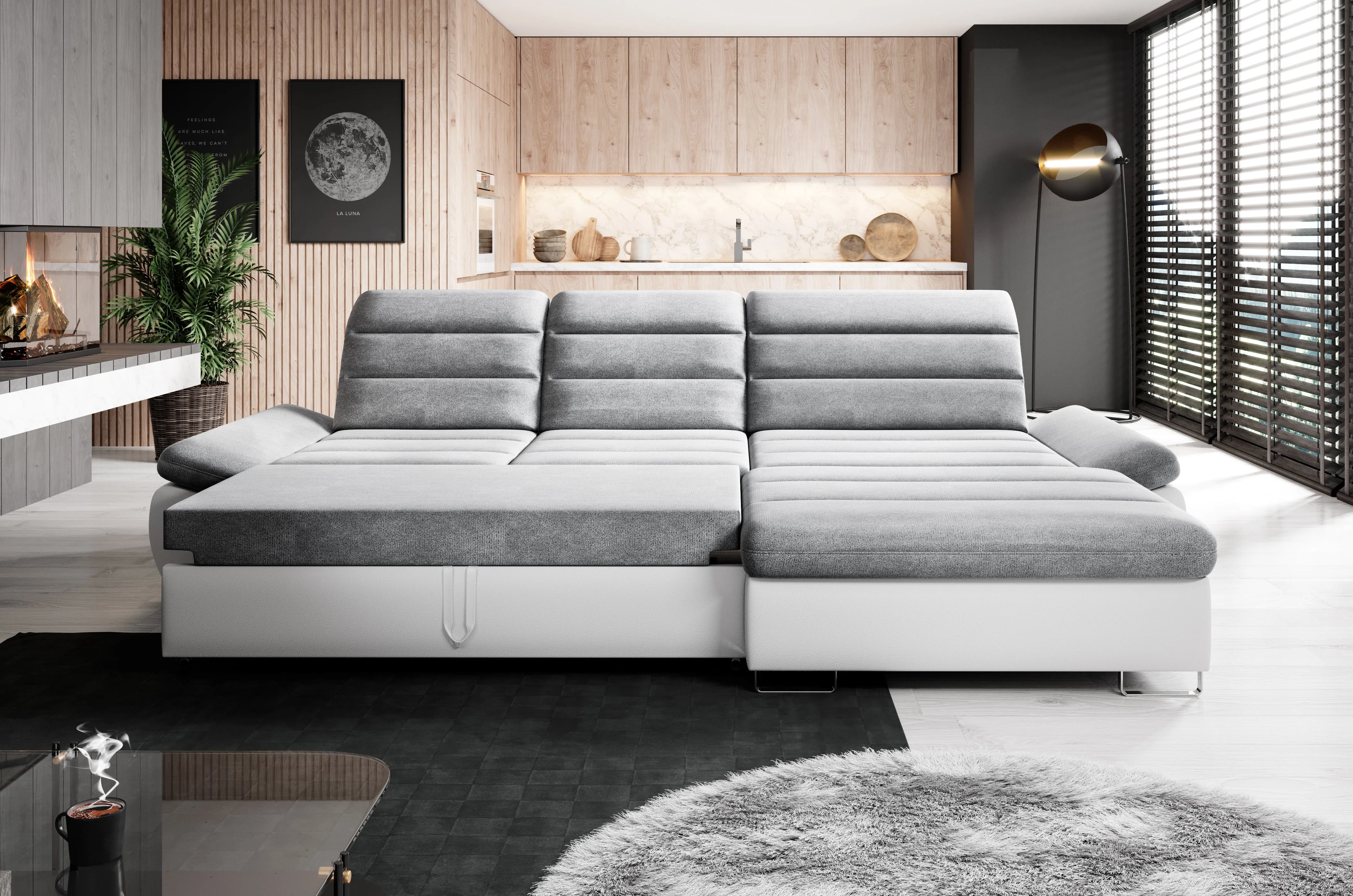 DONATELLA MINI 120.5" x 74.5" Wide Sleeper Sectional with Storage