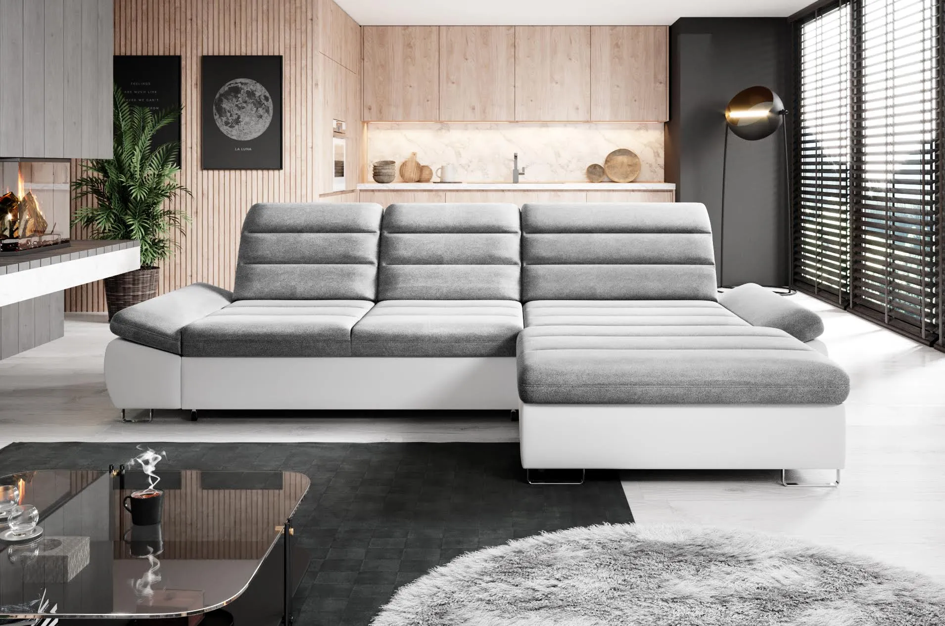 DONATELLA MINI 120.5" x 74.5" Wide Sleeper Sectional with Storage