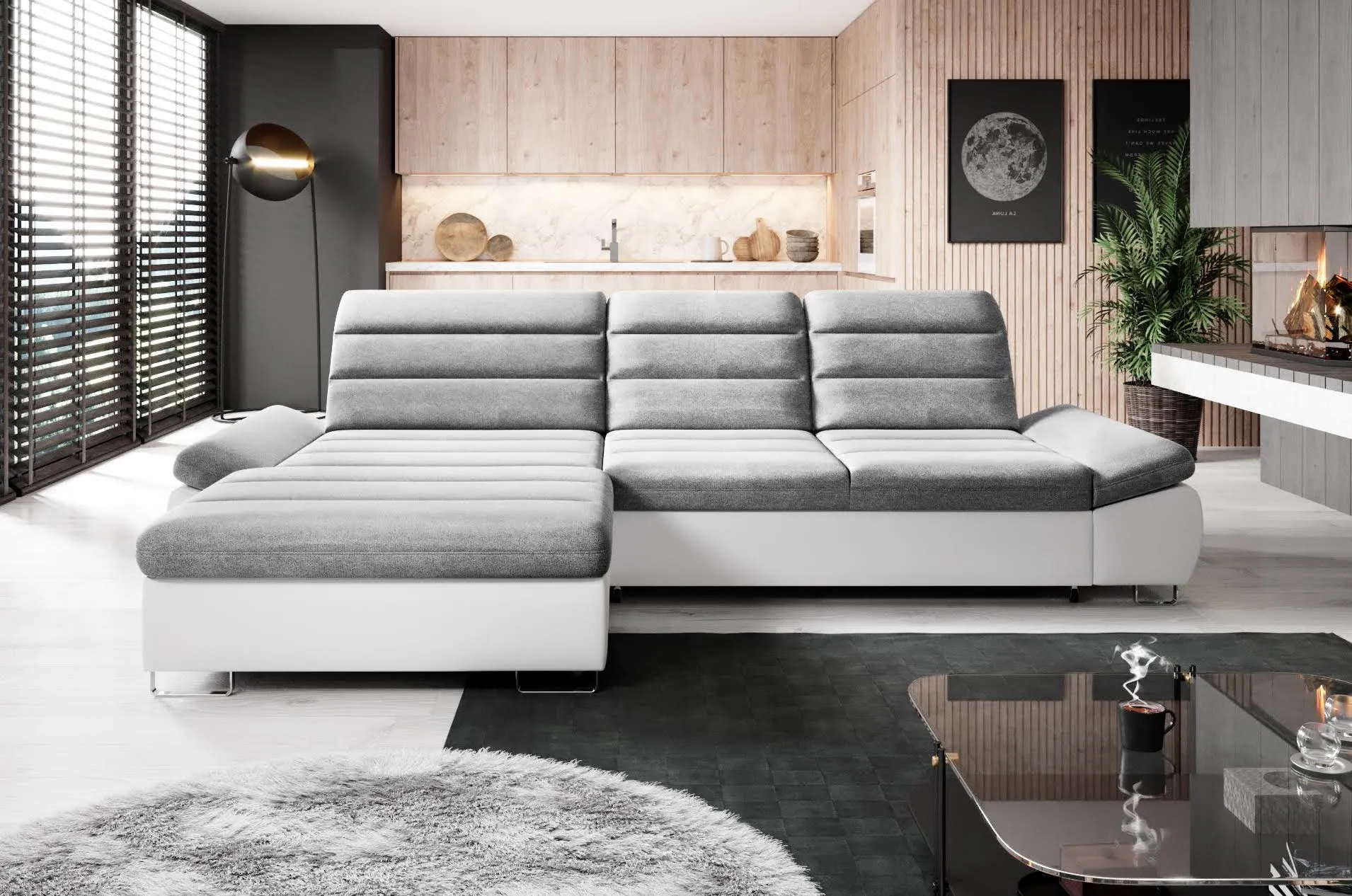 DONATELLA MINI 120.5" x 74.5" Wide Sleeper Sectional with Storage