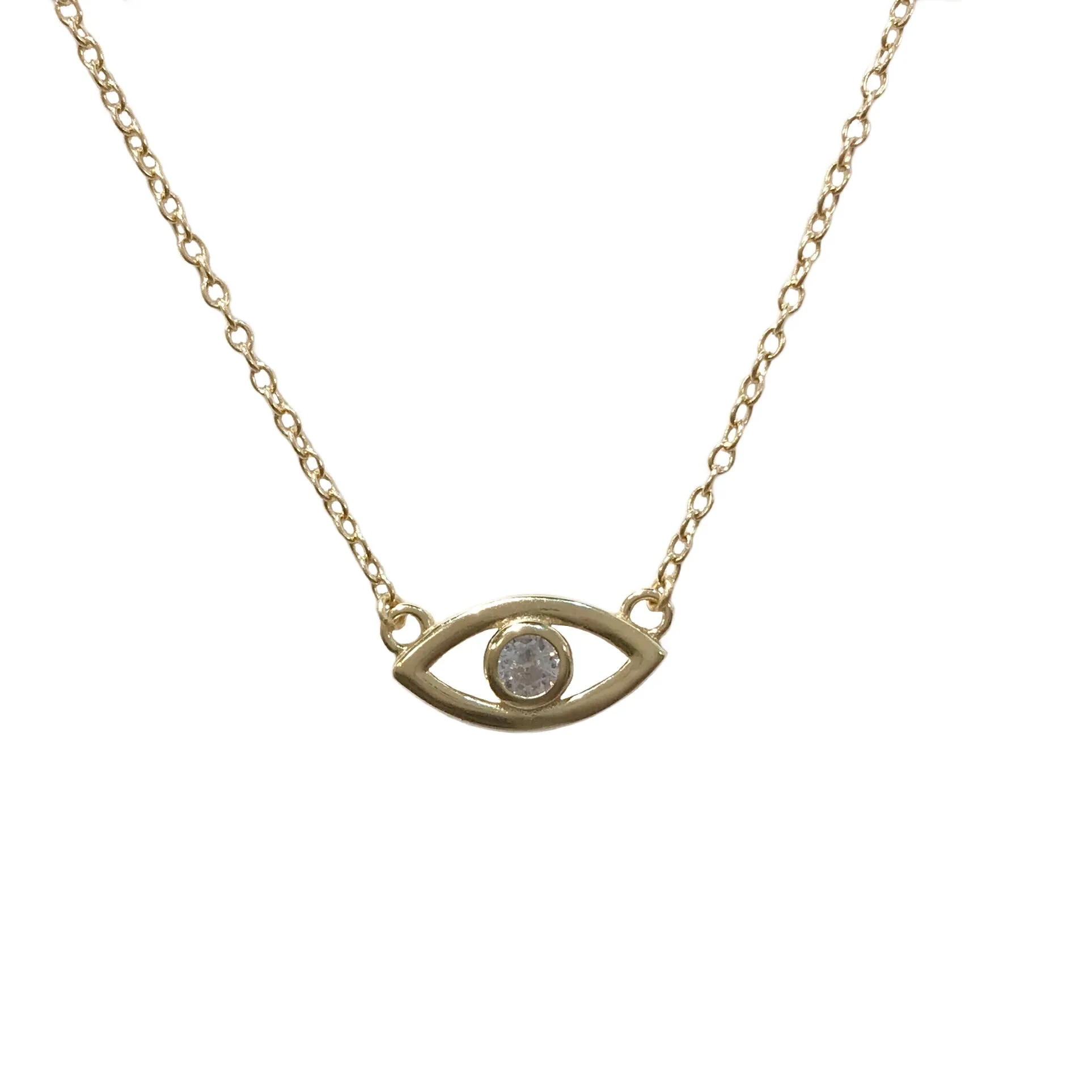 Evil Eye Hollow Bezel Necklace