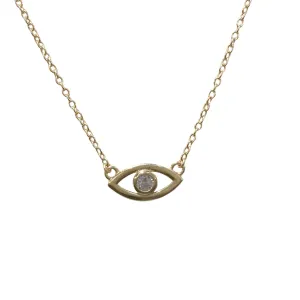 Evil Eye Hollow Bezel Necklace