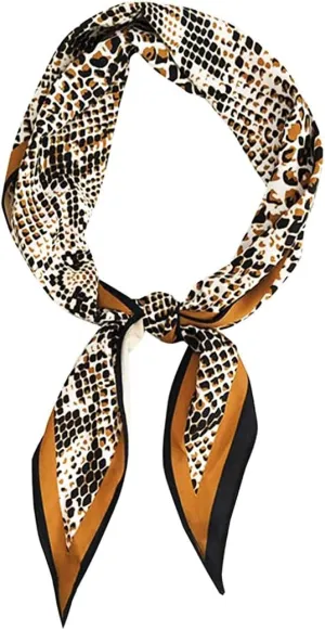 GERINLY Silk Hair Scarf Animal Print Leopard Neck Scarf Spring Neckerchief for Women