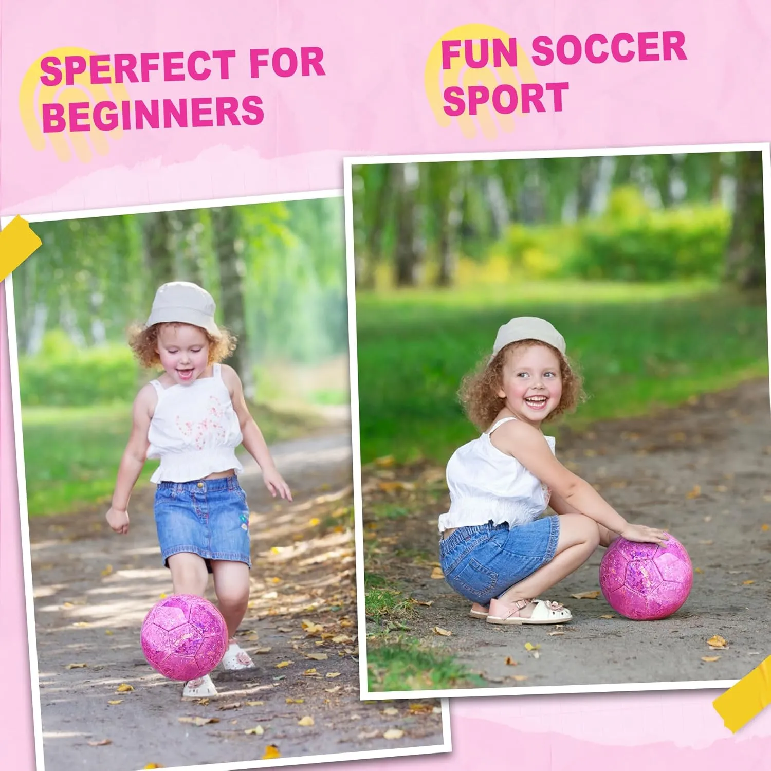 Glitter Pink Soccer Ball - Size 2, Sparkly Kids' Recreation Ball for Girls