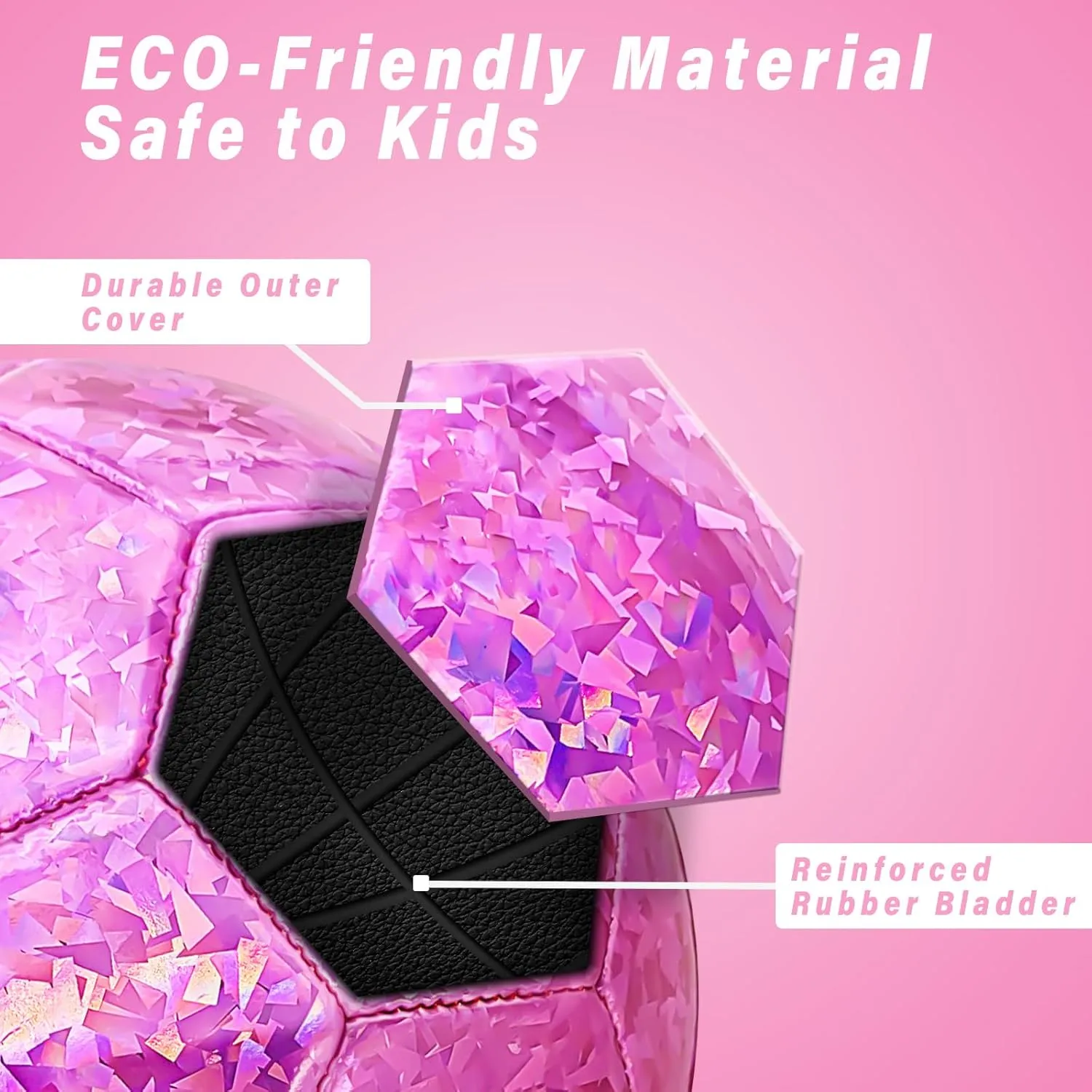 Glitter Pink Soccer Ball - Size 2, Sparkly Kids' Recreation Ball for Girls