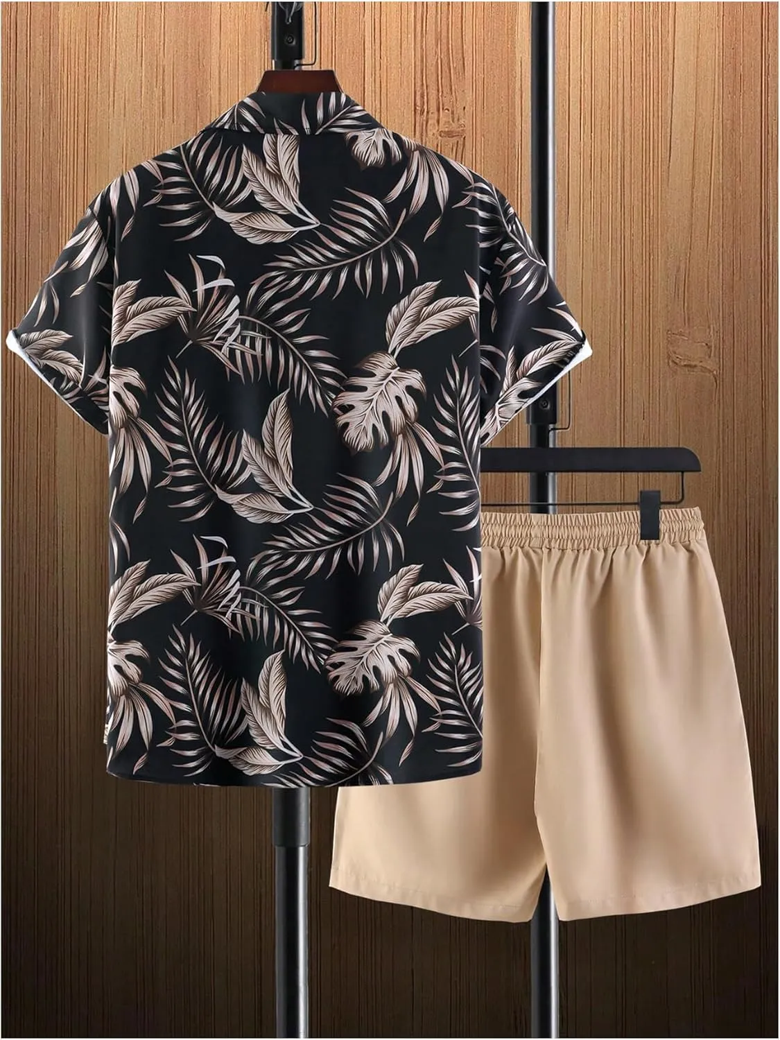 GORGLITTER Men's Vacation Beach Outfits 2 Piece Shorts Set Floral Hawaiian Button Down Shirt and Shorts
