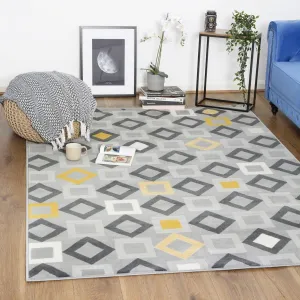 Grey Contemporary Geometric Design Rug - Texas