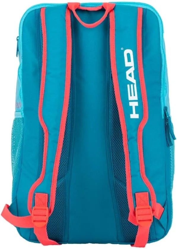 HEAD Tour Team Tennis Backpack 2 Racquet Carrying Bag w/Padded Shoulder Straps & Shoe Compartment - Blue/Pink