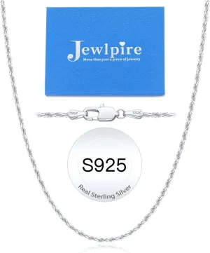 Jewlpire Italian 2mm Rope Chain 925 Sterling Silver Chain Necklace for Women Men, 14K Plated Gold Chain for Women Sturdy Women's Chain Necklaces, 16 18 20 22 24 26 Inch