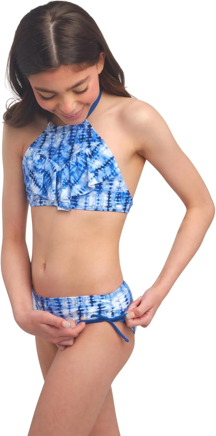 Kanu Surf Girls' Morgan Ruffle Halter Bikini 2-Piece Swimsuit, Pink, 2t
