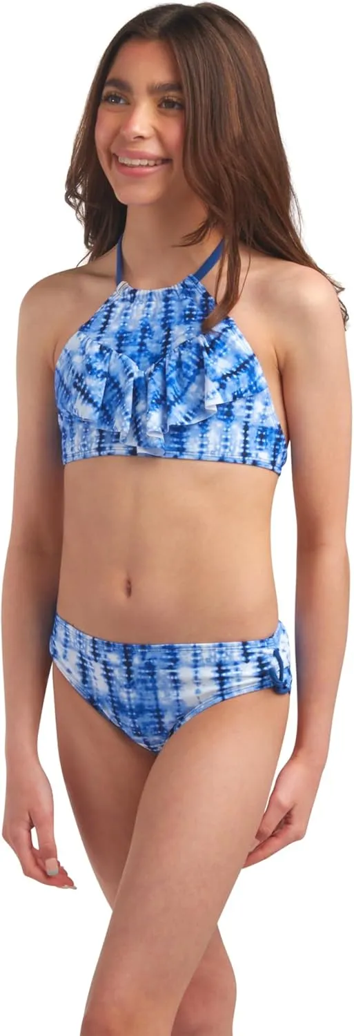 Kanu Surf Girls' Morgan Ruffle Halter Bikini 2-Piece Swimsuit, Pink, 2t