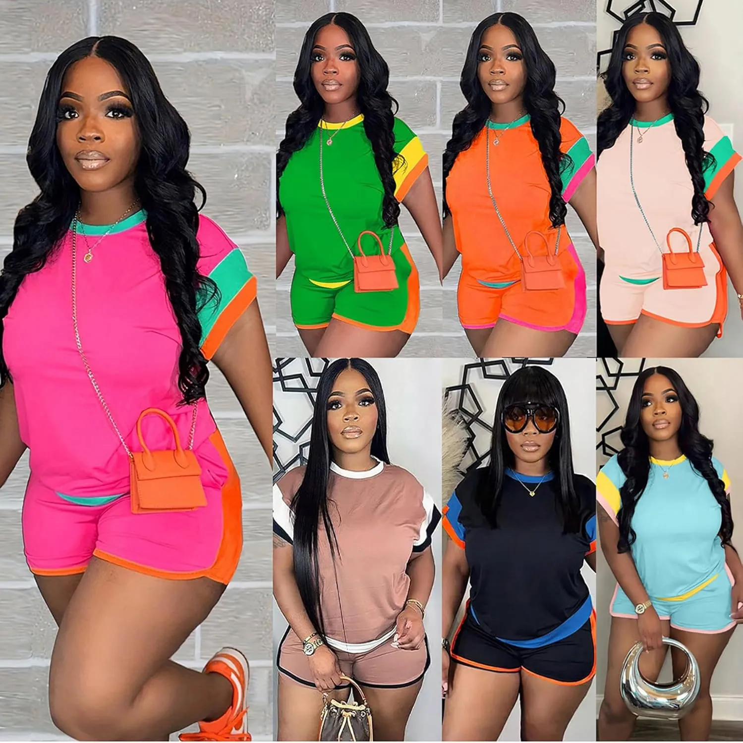 LAJIOJIO Shorts Sets Women 2 Piece Outfits,Casual Loose Short Sleeve Tops Shorts Two Piece Outfits Sweatsuits