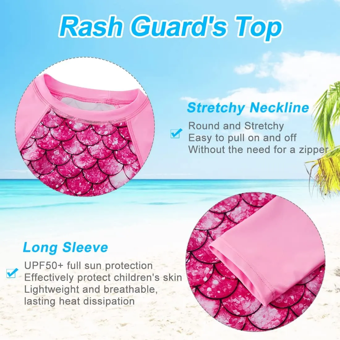 Lovekider Little Girls Swimsuits Two Pieces Swimwears Rash Guard Set Long Sleeve UPF50  Bathing Suit for Beach 2-10T