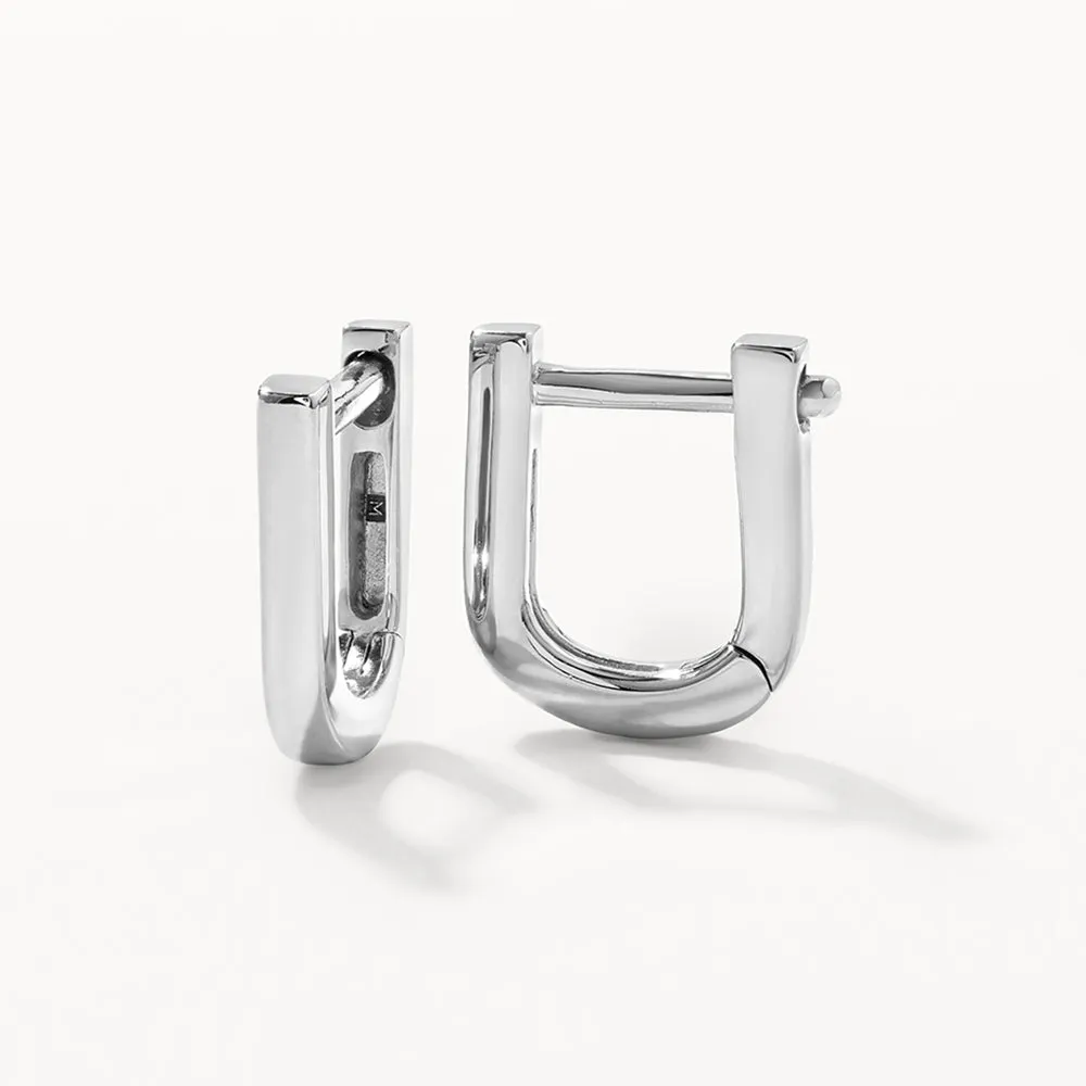 Mini Charm Paperclip Huggie Earrings in Silver