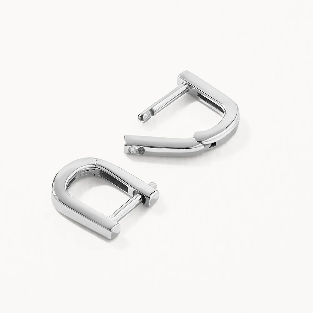 Mini Charm Paperclip Huggie Earrings in Silver