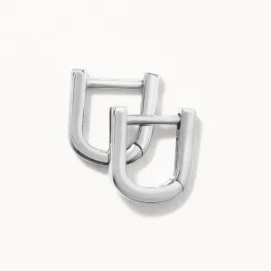Mini Charm Paperclip Huggie Earrings in Silver