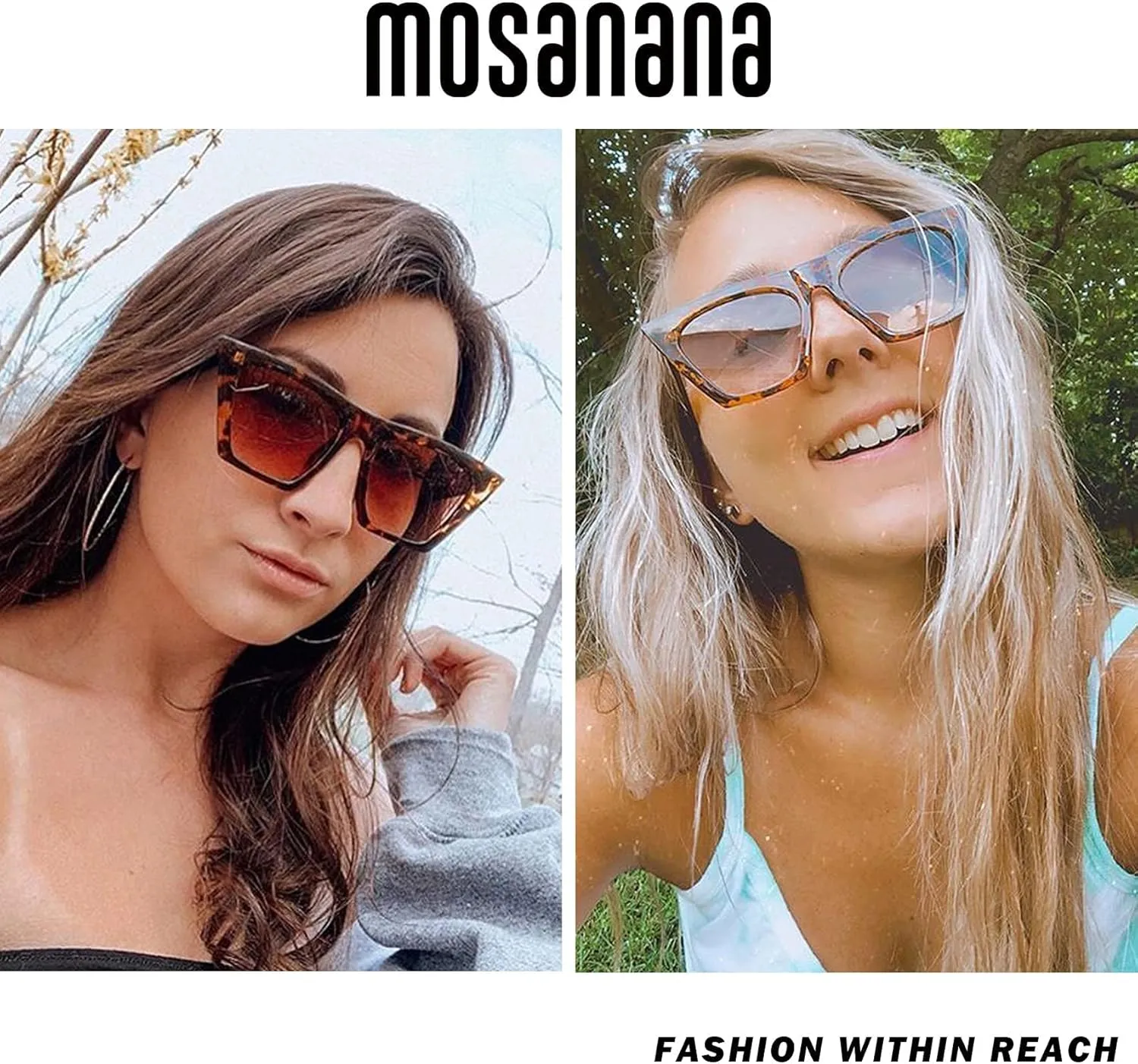 mosanana Square Cat Eye Sunglasses for Women Trendy Retro Cool MS51801