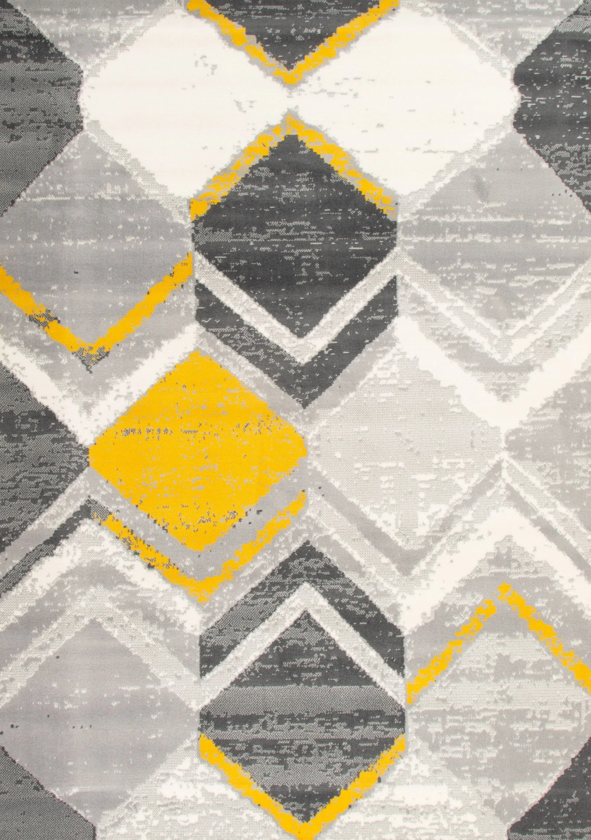 Mustard/Grey Contemporary Geometry Rhombus Design Rug - Texas