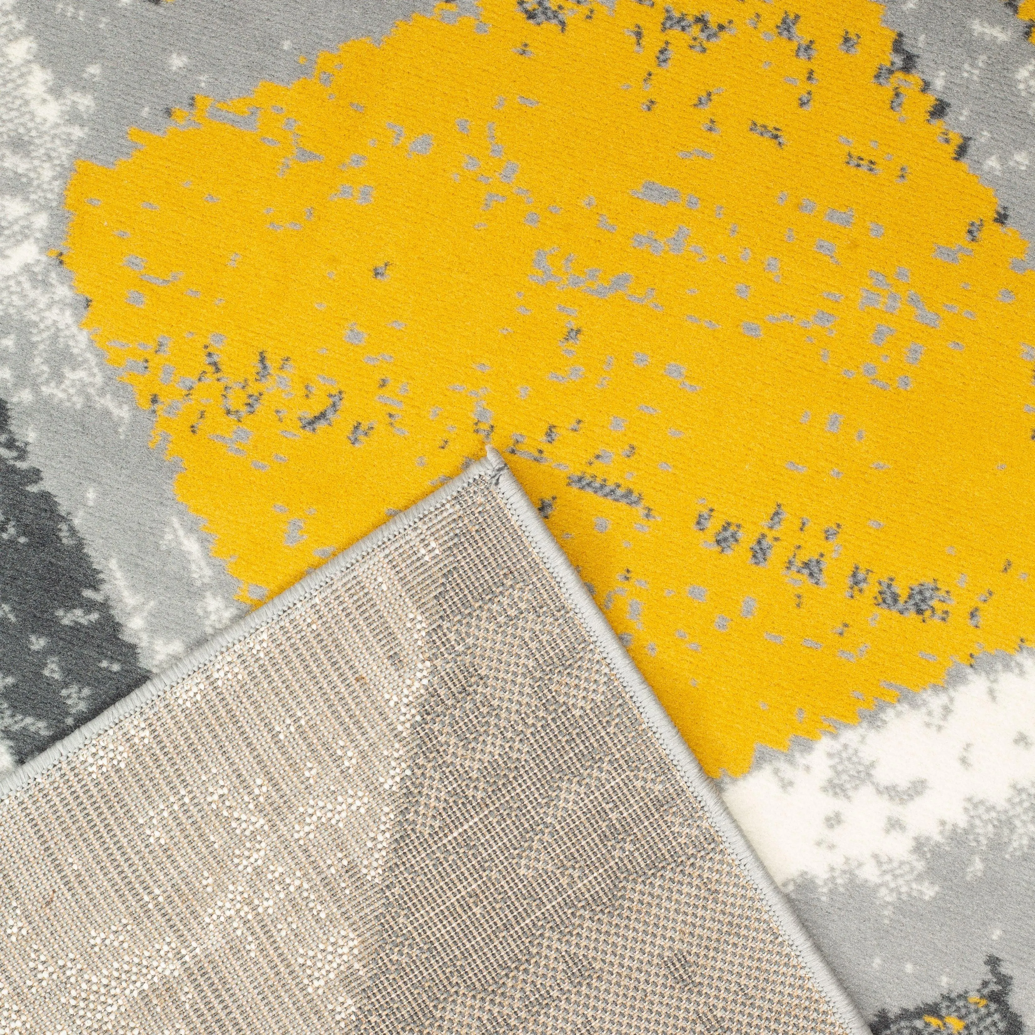 Mustard/Grey Contemporary Geometry Rhombus Design Rug - Texas