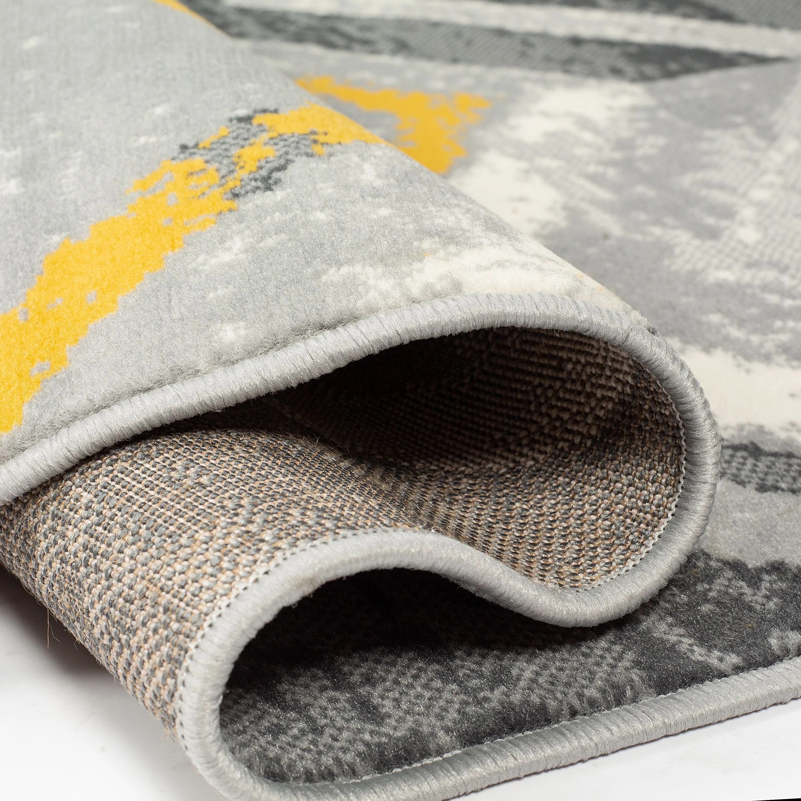 Mustard/Grey Contemporary Geometry Rhombus Design Rug - Texas
