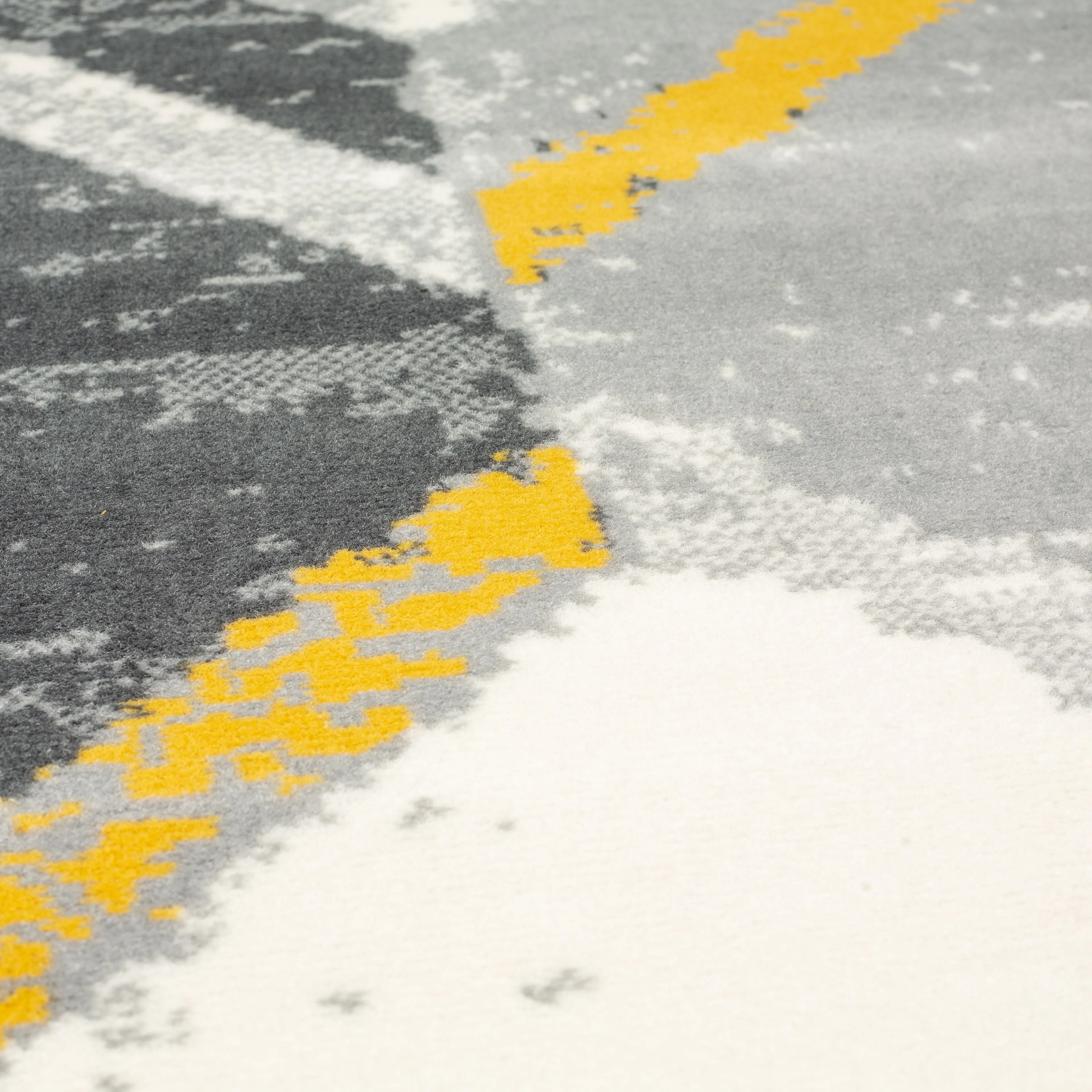 Mustard/Grey Contemporary Geometry Rhombus Design Rug - Texas