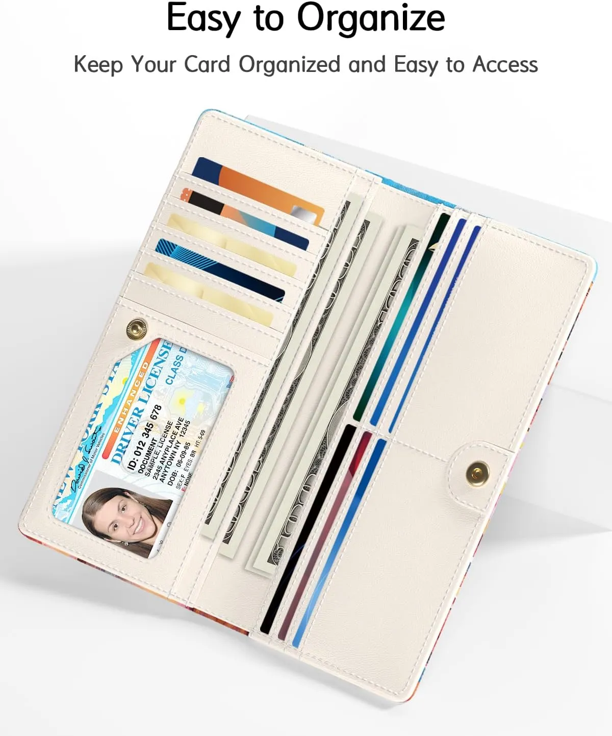 Nipichsha Womens Wallet, RFID Slim Wallets for Women, Thin Ladies Credit Card Holder Purse, Cute Leather Bifold Clutch Billfold with 11 Card Slots & ID Window, Beach Skull