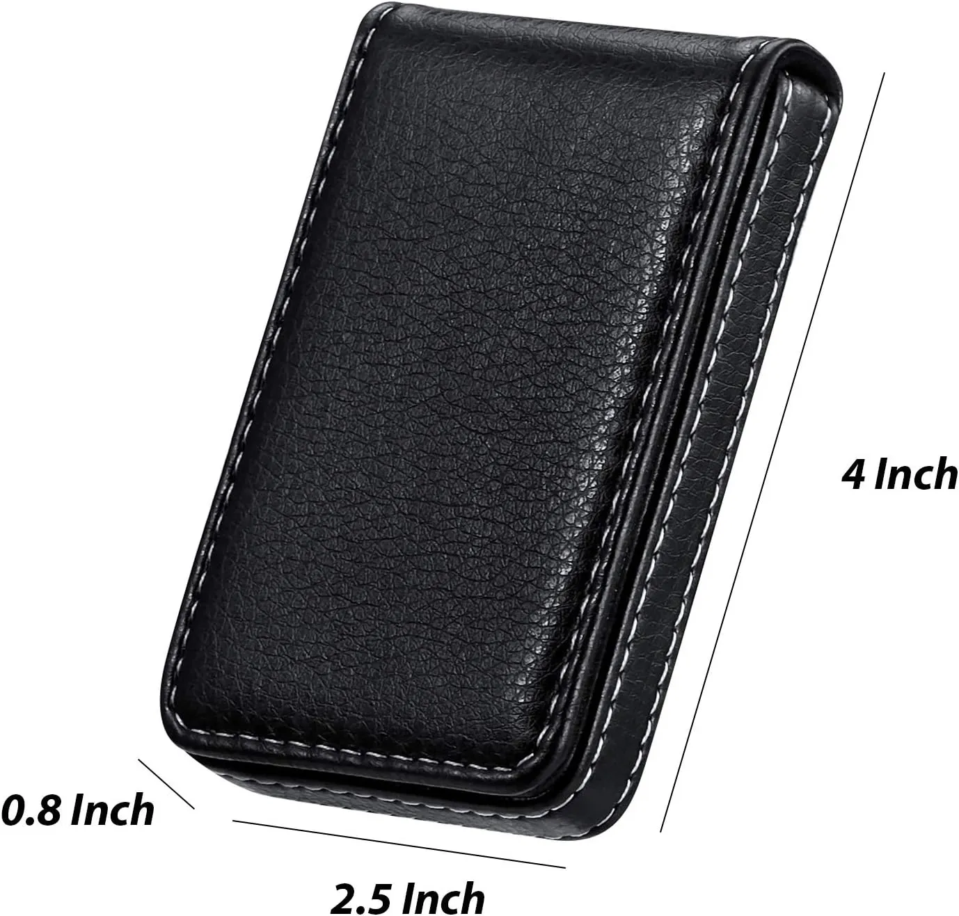 Outus 2 Pieces Business Card Holder, PU Leather Business Card Case Pocket Wallet with Magnetic Shut for Men Women (Black, Coffee)