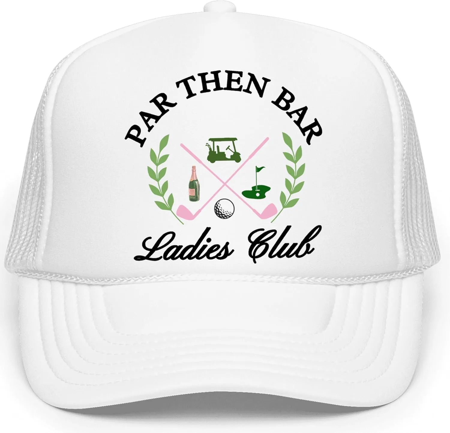 Par Then Bar Ladies Club Funny Golfer Women's Classic 5 Panel Mesh Snap Back Trucker Hat