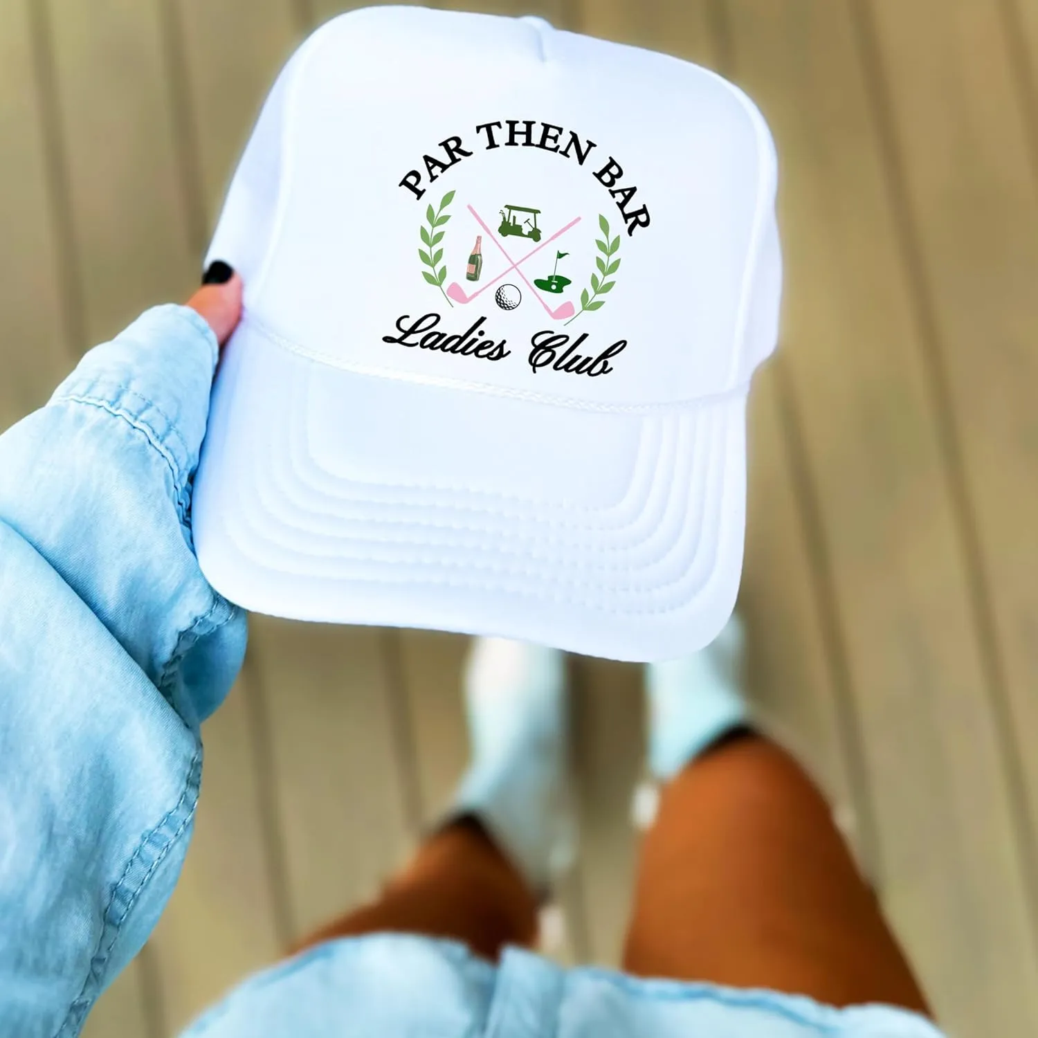 Par Then Bar Ladies Club Funny Golfer Women's Classic 5 Panel Mesh Snap Back Trucker Hat