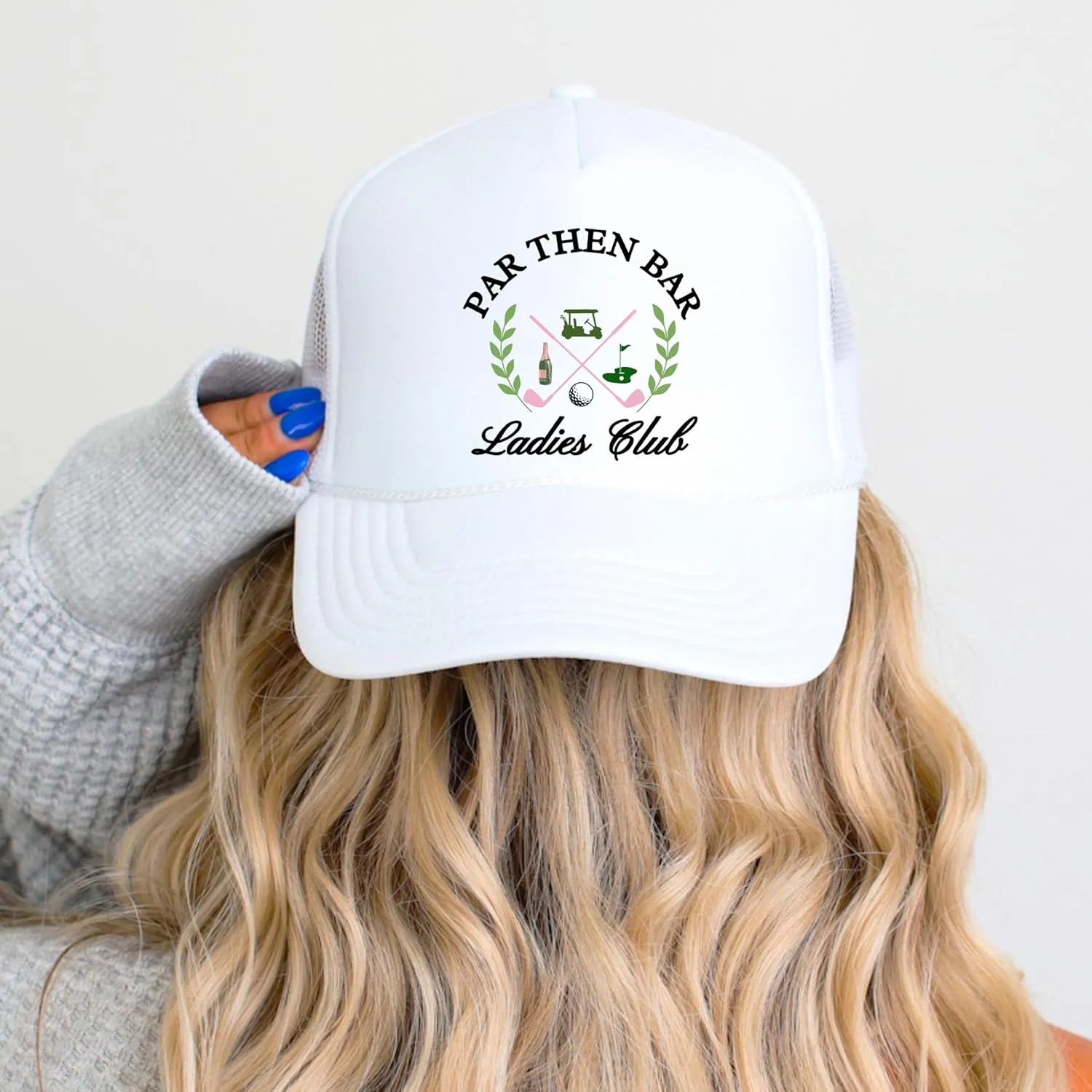 Par Then Bar Ladies Club Funny Golfer Women's Classic 5 Panel Mesh Snap Back Trucker Hat