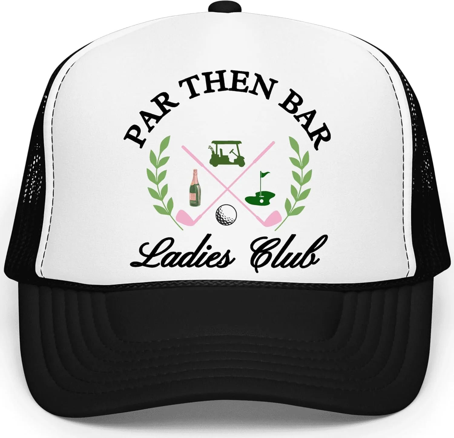 Par Then Bar Ladies Club Funny Golfer Women's Classic 5 Panel Mesh Snap Back Trucker Hat