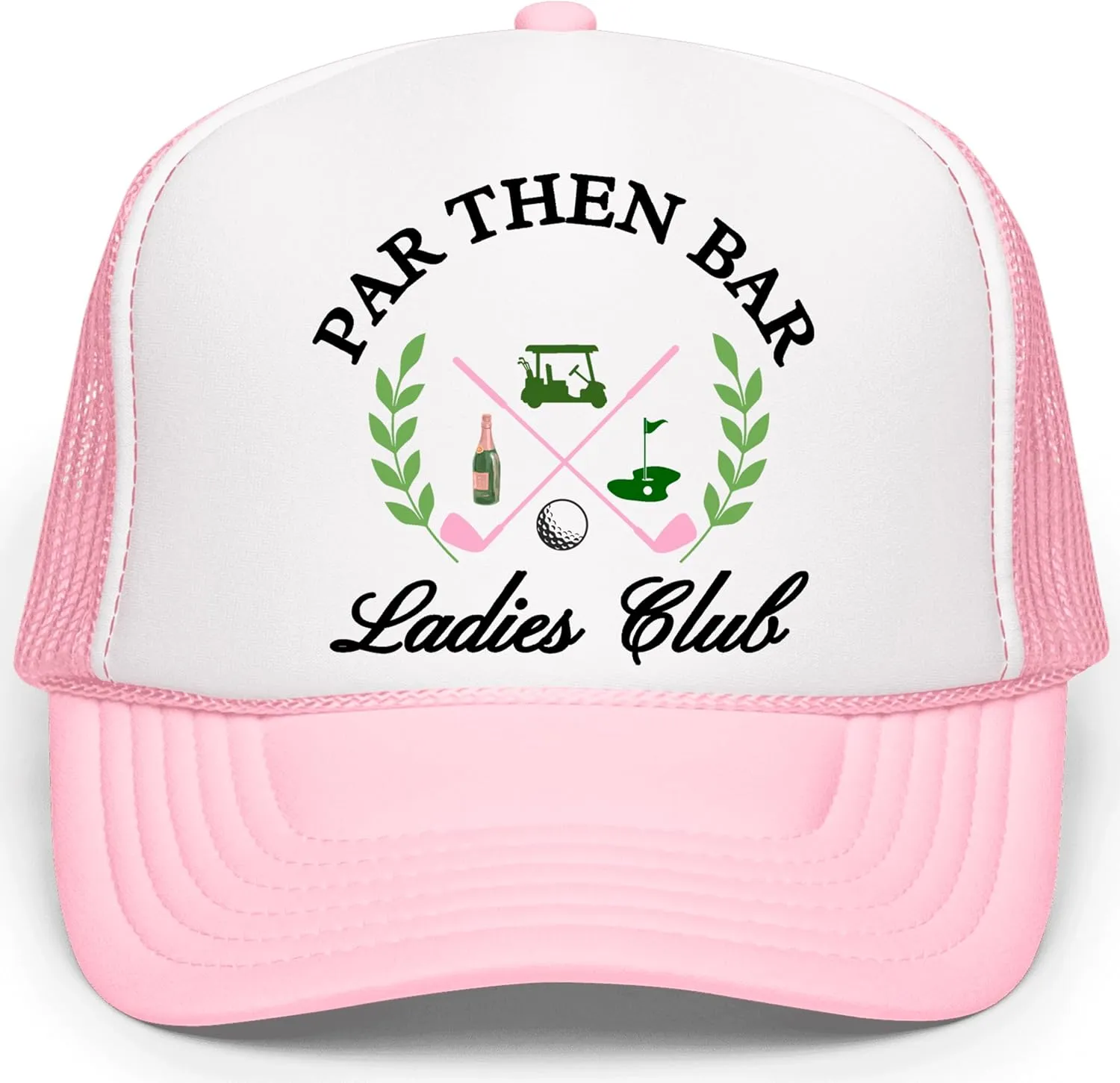 Par Then Bar Ladies Club Funny Golfer Women's Classic 5 Panel Mesh Snap Back Trucker Hat