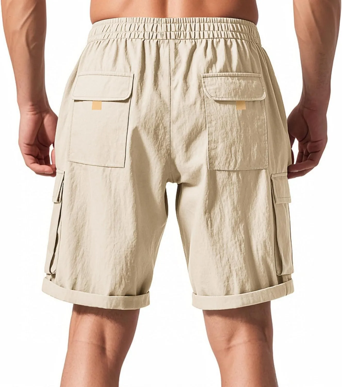 PORCLAY Cargo Shorts for Men Trendy Drawstring Elastic Waist Casual Shorts with Multi Pockets Workout Sport Outdoor