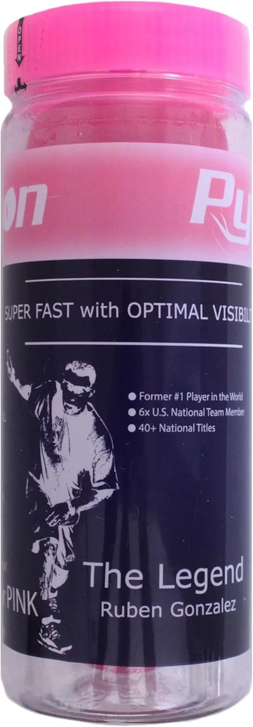 Python (Pink) Racquetballs (Super Fast w/Optimal Visibility)