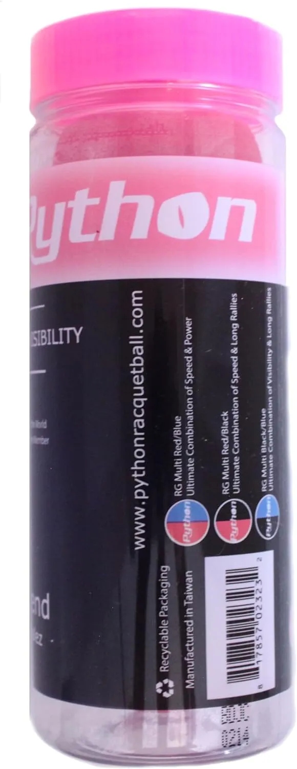 Python (Pink) Racquetballs (Super Fast w/Optimal Visibility)