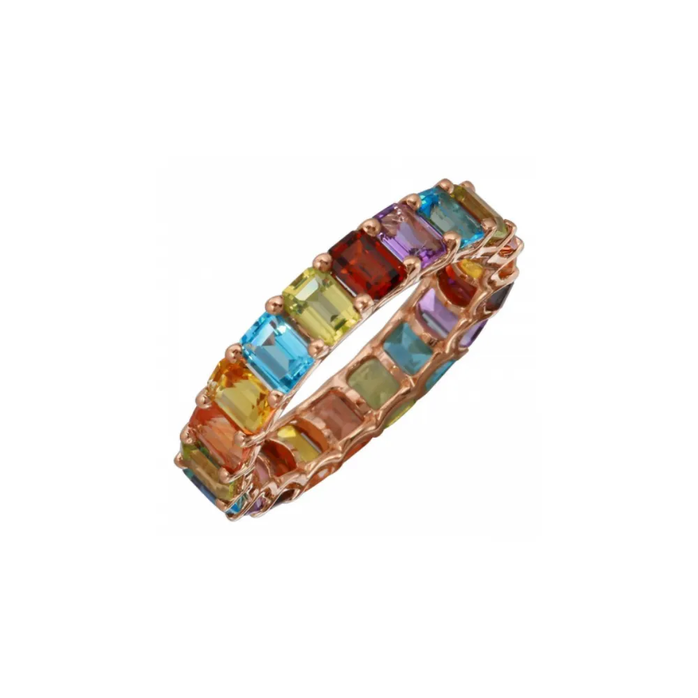 RAINBOW EMERALD CUT ETERNITY BAND