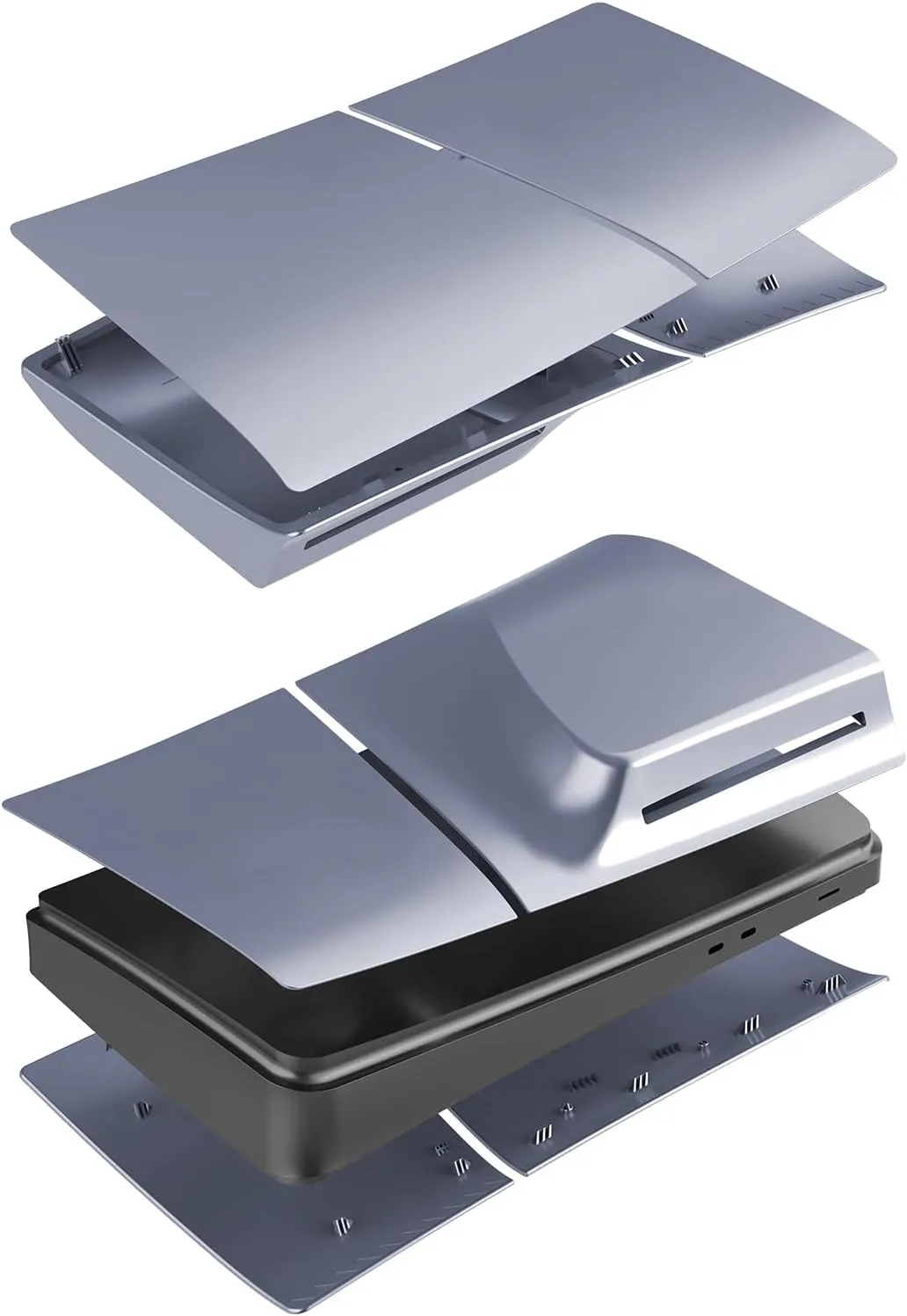 Slim Disc Edition Cover Plates for New PS5 Slim Console, Shell Panels Compatible with PlayStation 5 Slim Accessories Protective Replacement Faceplate (Sterling Silver)