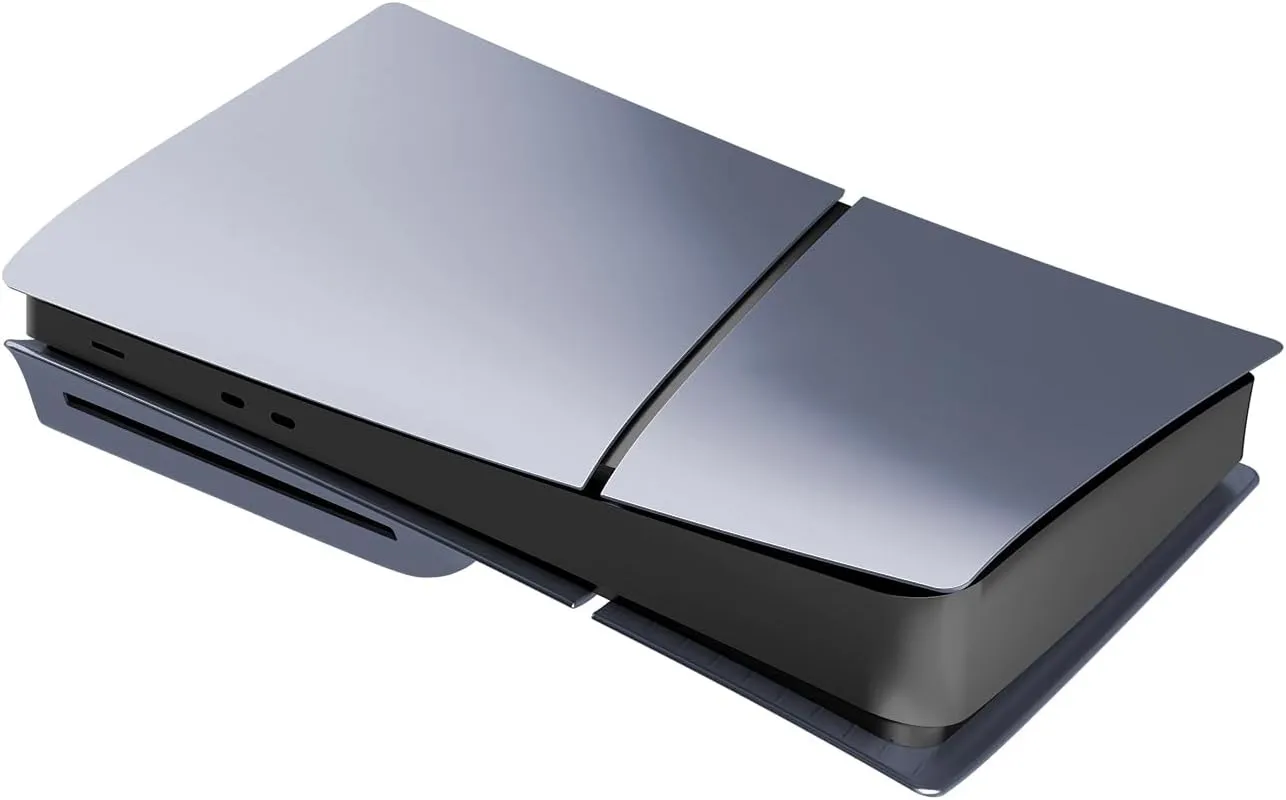 Slim Disc Edition Cover Plates for New PS5 Slim Console, Shell Panels Compatible with PlayStation 5 Slim Accessories Protective Replacement Faceplate (Sterling Silver)